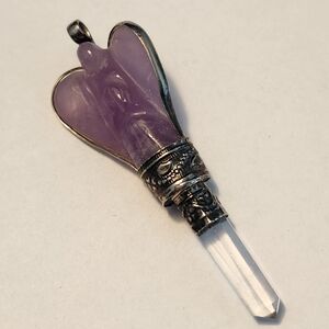 Amythyst And Clear Crystal Angel Pendant
